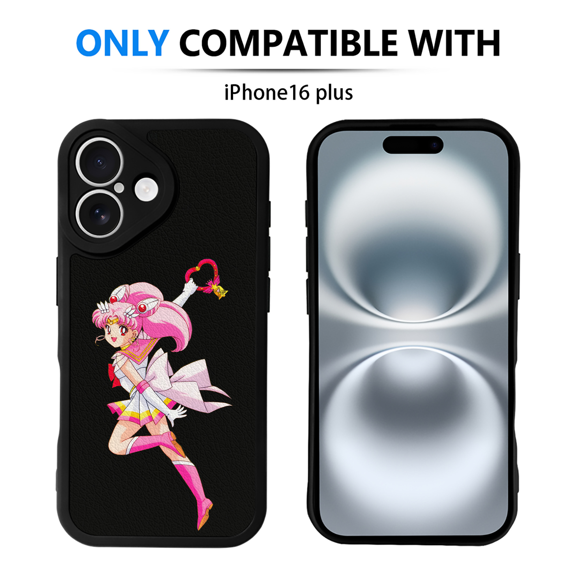 （画像用） 美少女戦士セーラームーン ちびうさ Sailor Moon Chibiusa Tsukino Usagi Small Lady Serenity 【iPhone 16シリーズ対応】シリコンスマホケース（レザー調） 材質：シリコン